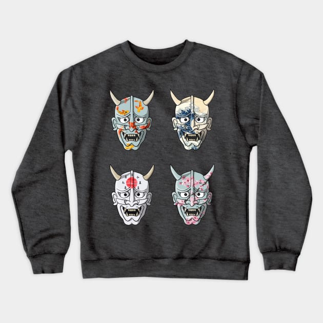 Samurai Hannya masks Crewneck Sweatshirt by Adamko